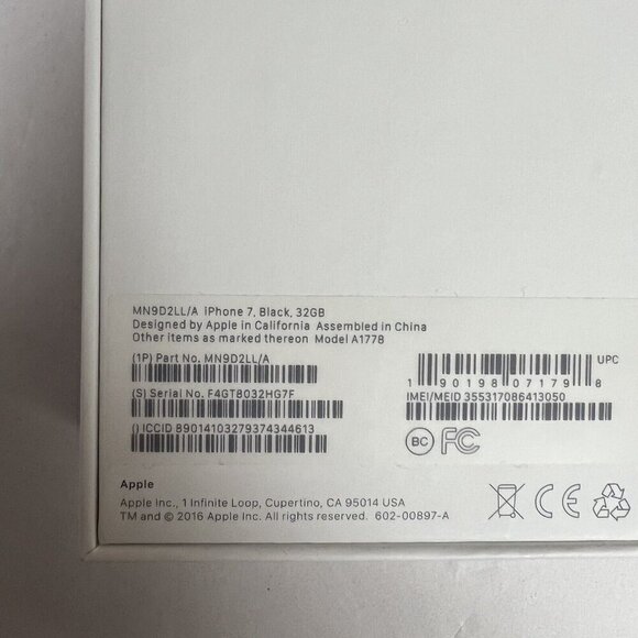 Apple iPhone 7 Empty Original Retail Box 32GB - Black - BOX ONLY For Model A1778 - Picture 7 of 8
